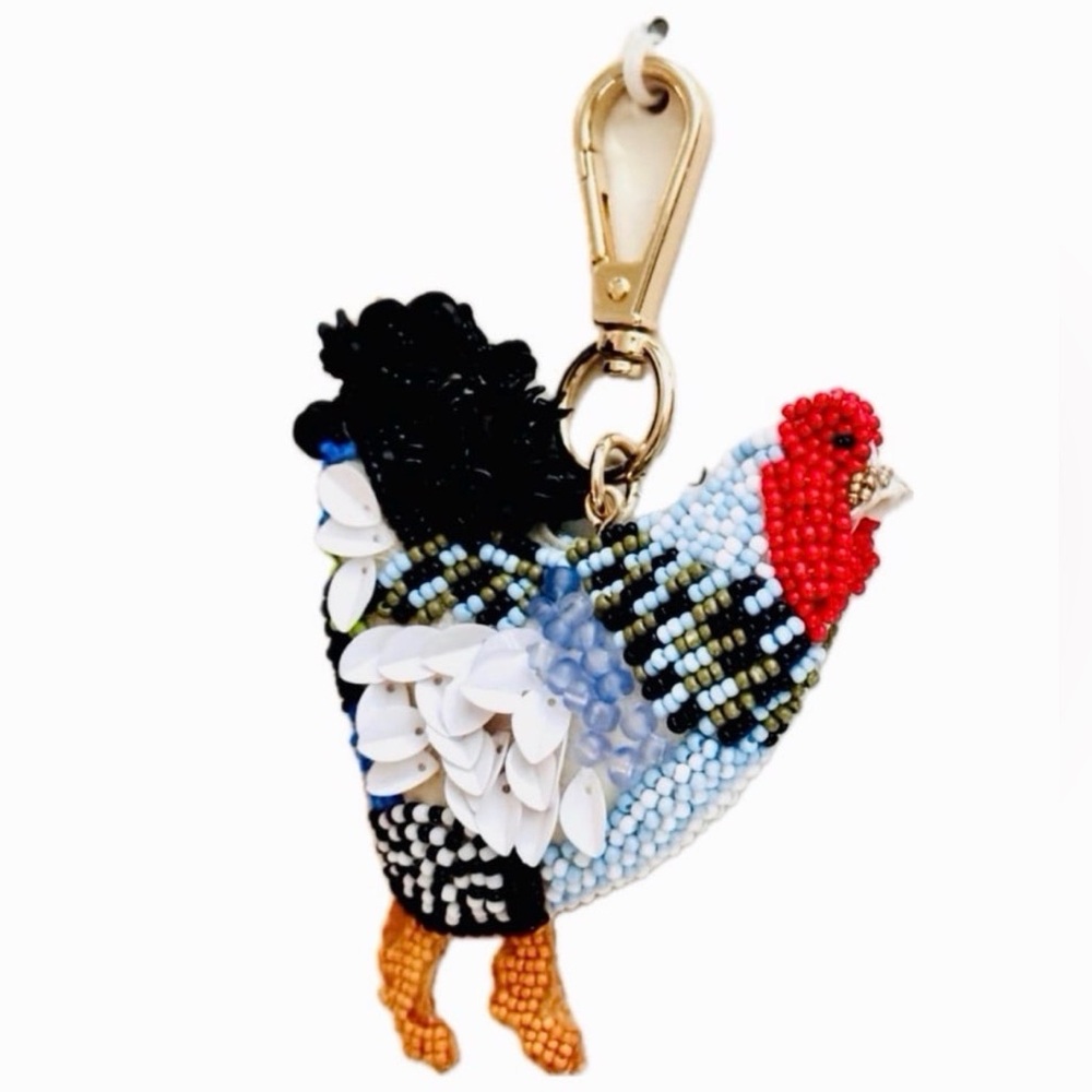 NWT ⚜️💙⚜️ Haute Hippie Beautiful Rooster Bag Charm Keychain - Picture 6 of 14